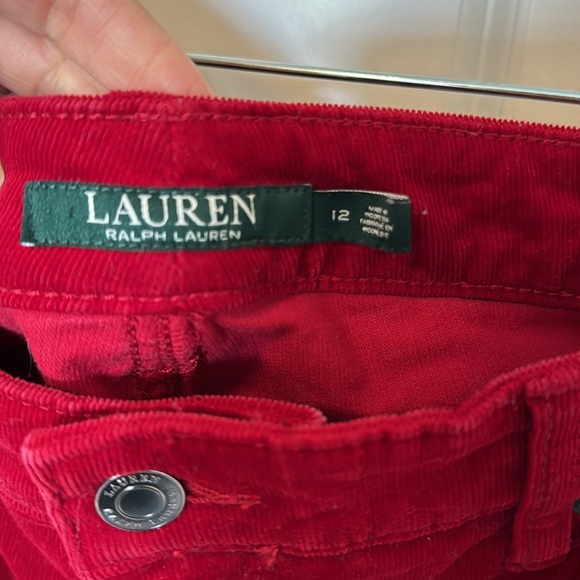 Red Ralph Lauren straight legged corduroy pants. - Picture 3 of 4